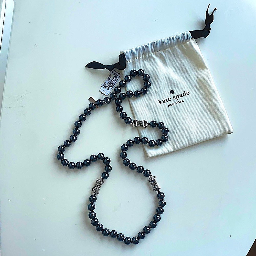 Kate Spade long pearl necklace with bows